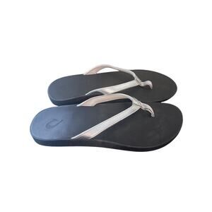OLUKAI Women's Puawe Sandal 10 Silver/Black M